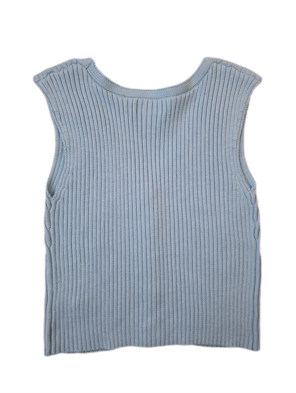 Jessica Simpson Light Blue Ribbed Knit Button-Front Vest - Picture 7 of 9